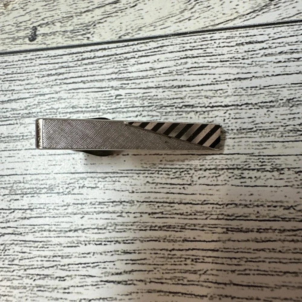Swank Silvertone Tie Clip Bar Stamped‎ Vintage